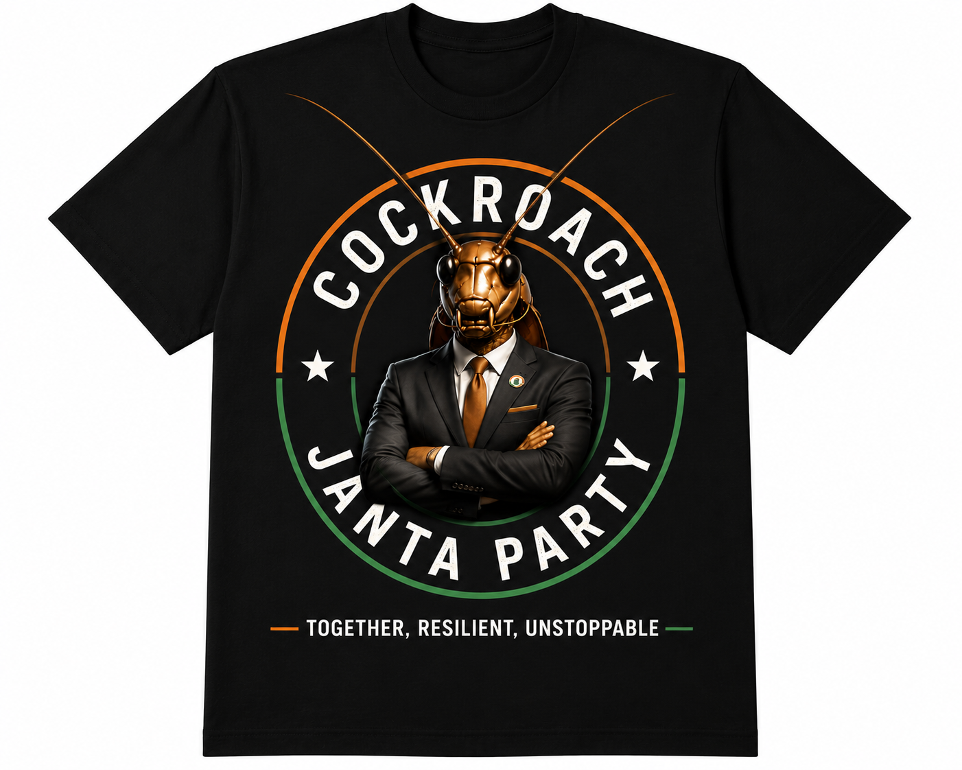 Cockroach Janta Party Printed T-Shirt, Best Fiber, Comfortable Fit- Black V2